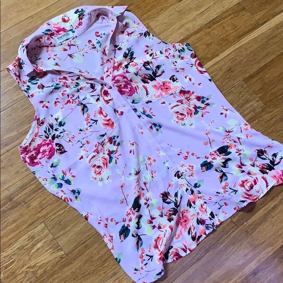 Express Tops - Express Portofino Shirt Lilac Floral